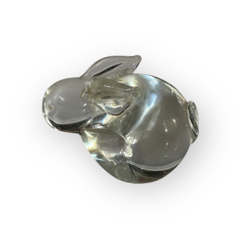 Clear Art Glass Bunny Rabbit Figurine Sculpture Modern Decorative Collectible
